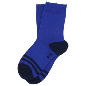 Blue socks with two dark blue stripes