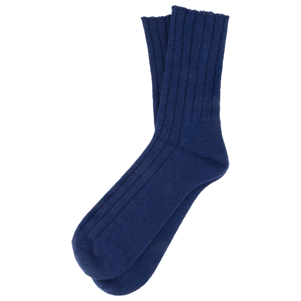 dark blue woolen socks with rib pattern