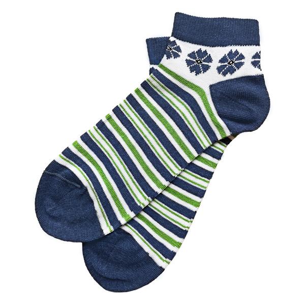 striped low socks with cornflower in ethnic style