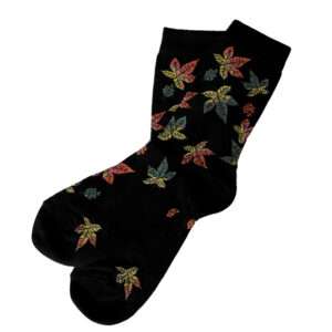 Black socks with maple autumn leaves