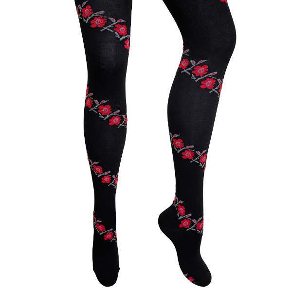 Black tights with red flowers Torma ornament SUVA