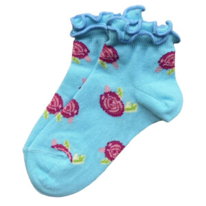 turquoise socks with fuxcia color roses