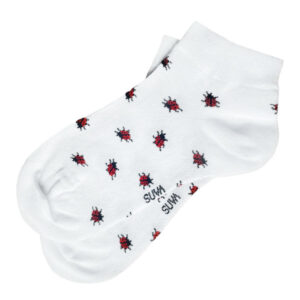 white ankle socks with ladybugs